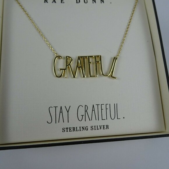 New Rae Dunn GRATEFUL Necklace 14K Gold Plated - Picture 4 of 8